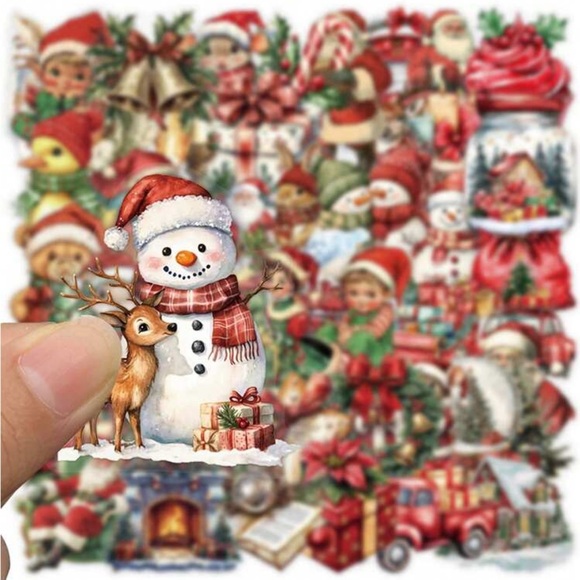 50pc Vintage Christmas Holiday Sticker Set - Picture 6 of 8